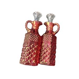 Vintage Carnival glass Decanter set iridescent